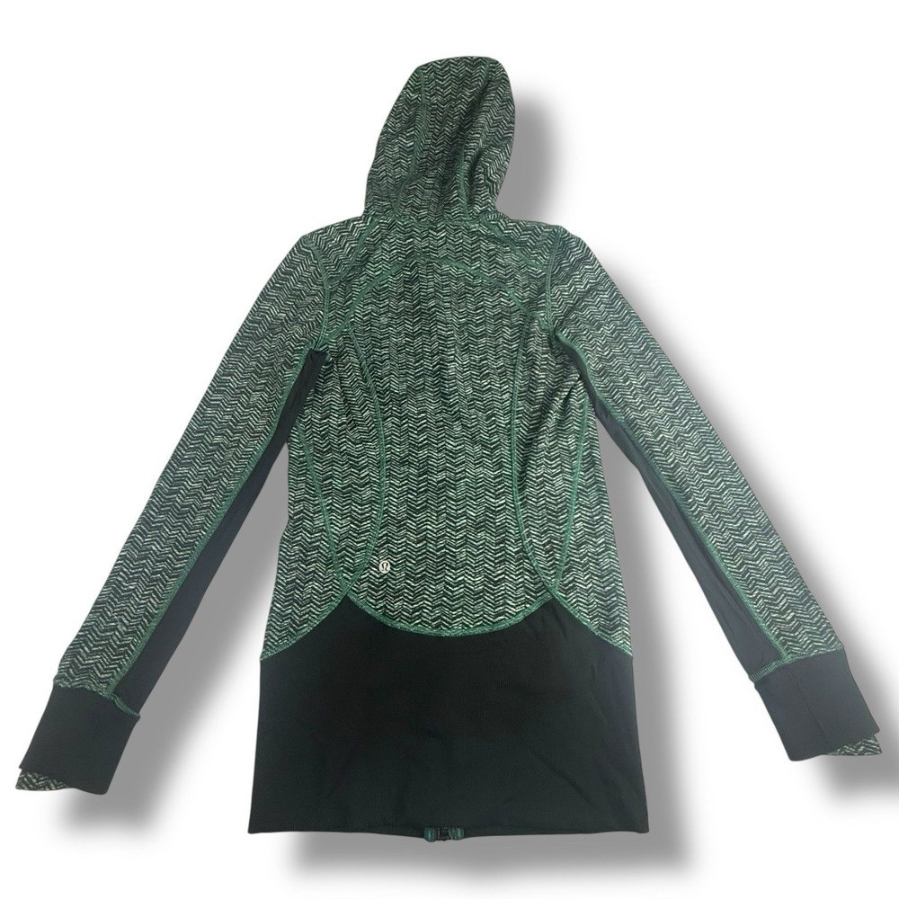 Lululemon Daily Practice Hooded Track Jacket Women's 4 Spacebone Green‎ Chevron - Picture 2 of 8